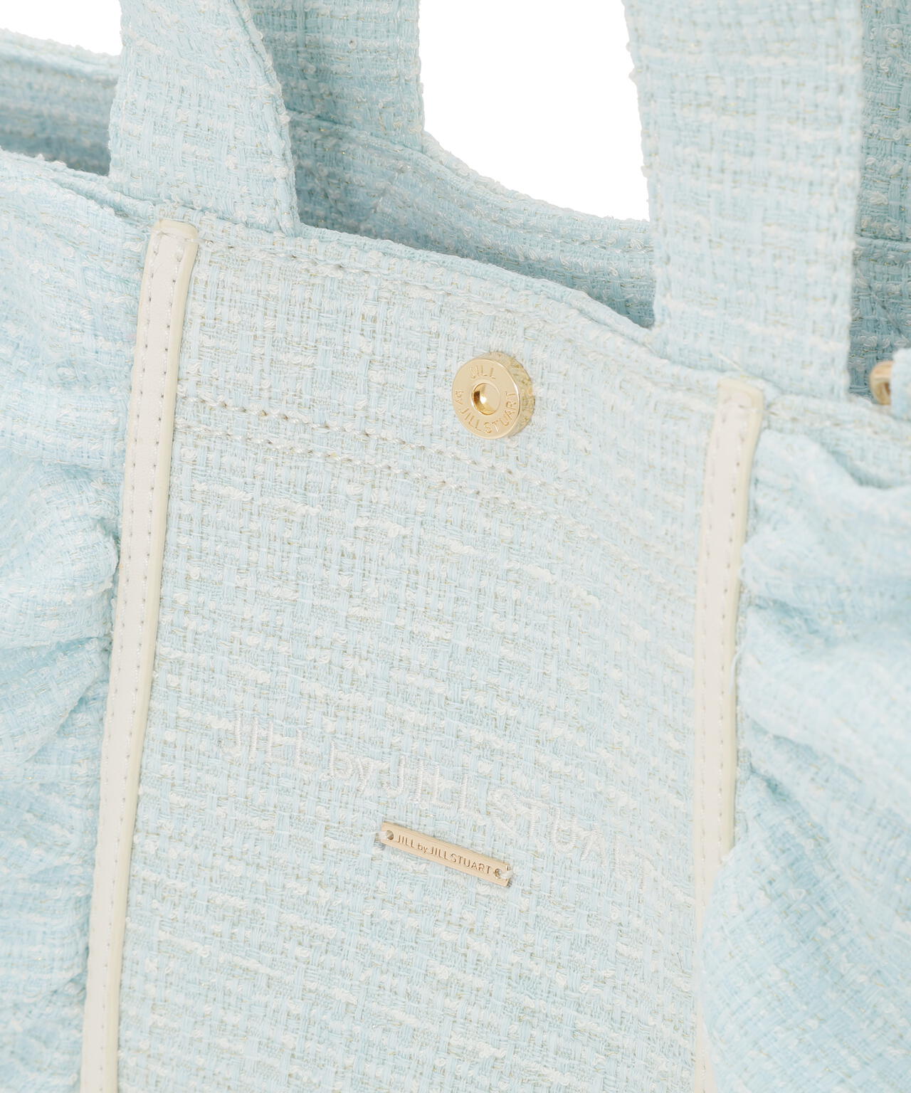 パステルツイードフレームフリルトートバッグ