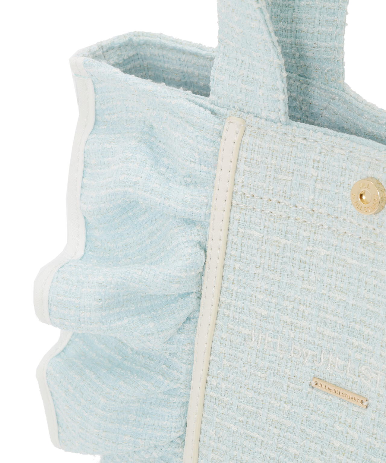 パステルツイードフレームフリルトートバッグ