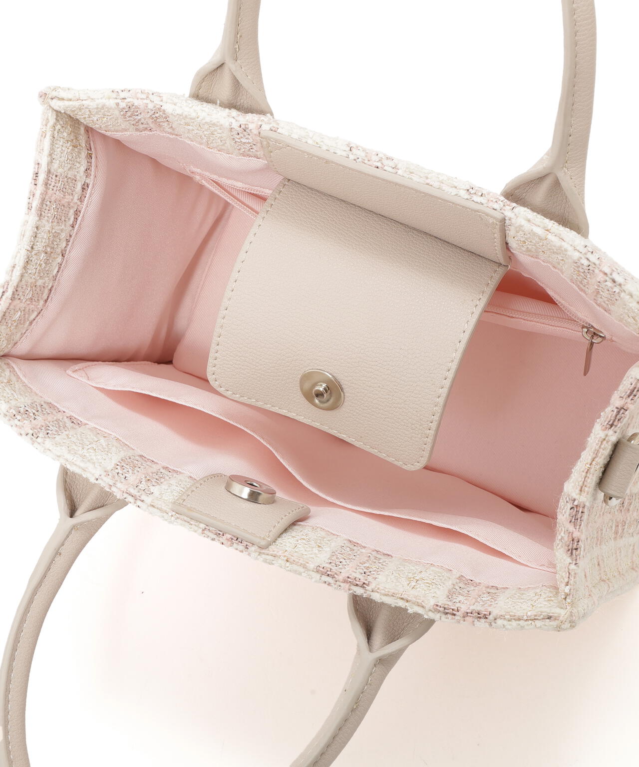 ツイードチェックトートバッグ