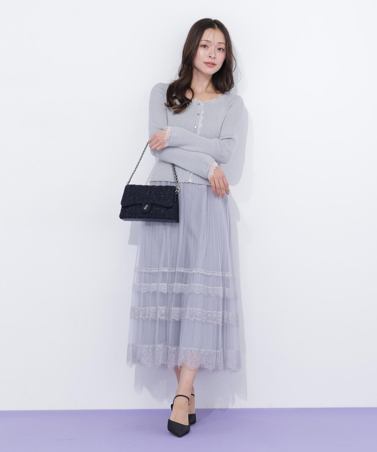 ツイードキルティングチェーンバッグ