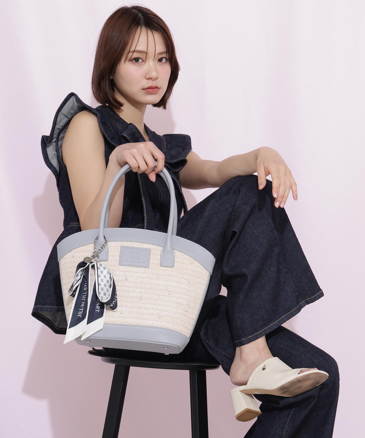 ルシアン　リトルカントリーコレクション　パッチワークBIGトートバッグ パールトッピングバスケット | JILL by JILL STUART（ジル バイ ジル