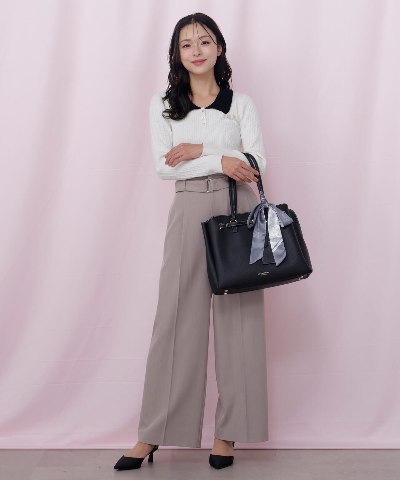 スカーフ付きベルテッドトート