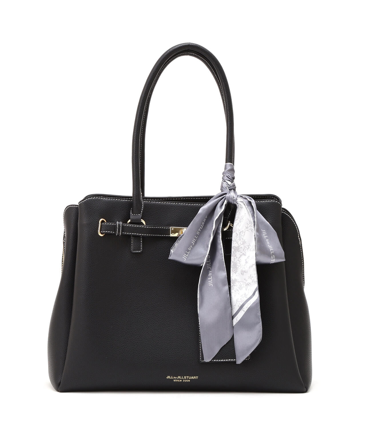 【美品】JILL by JILLSTUART スカーフラップバッグ　ブラック スカーフ付きベルテッドトート | JILL by JILL STUART（ジル バイ ジル