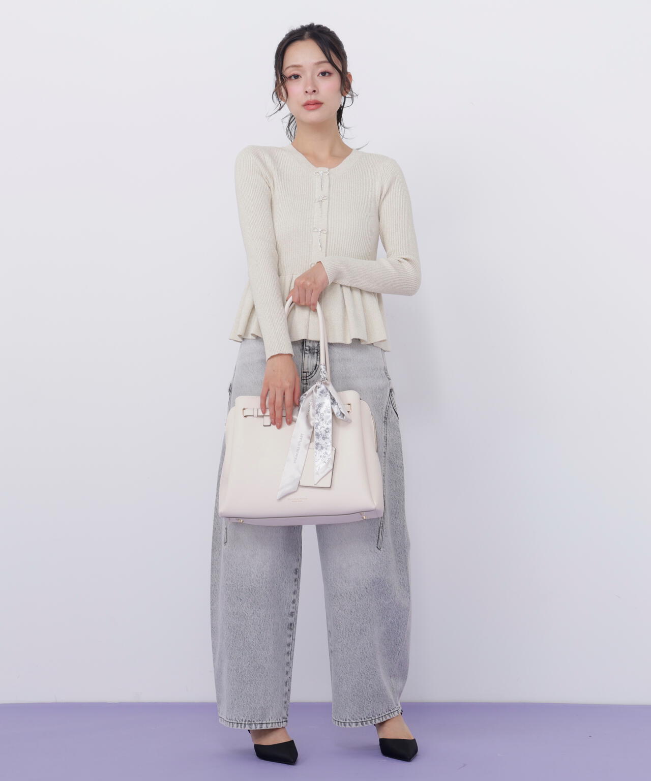 スカーフ付きベルテッドトート