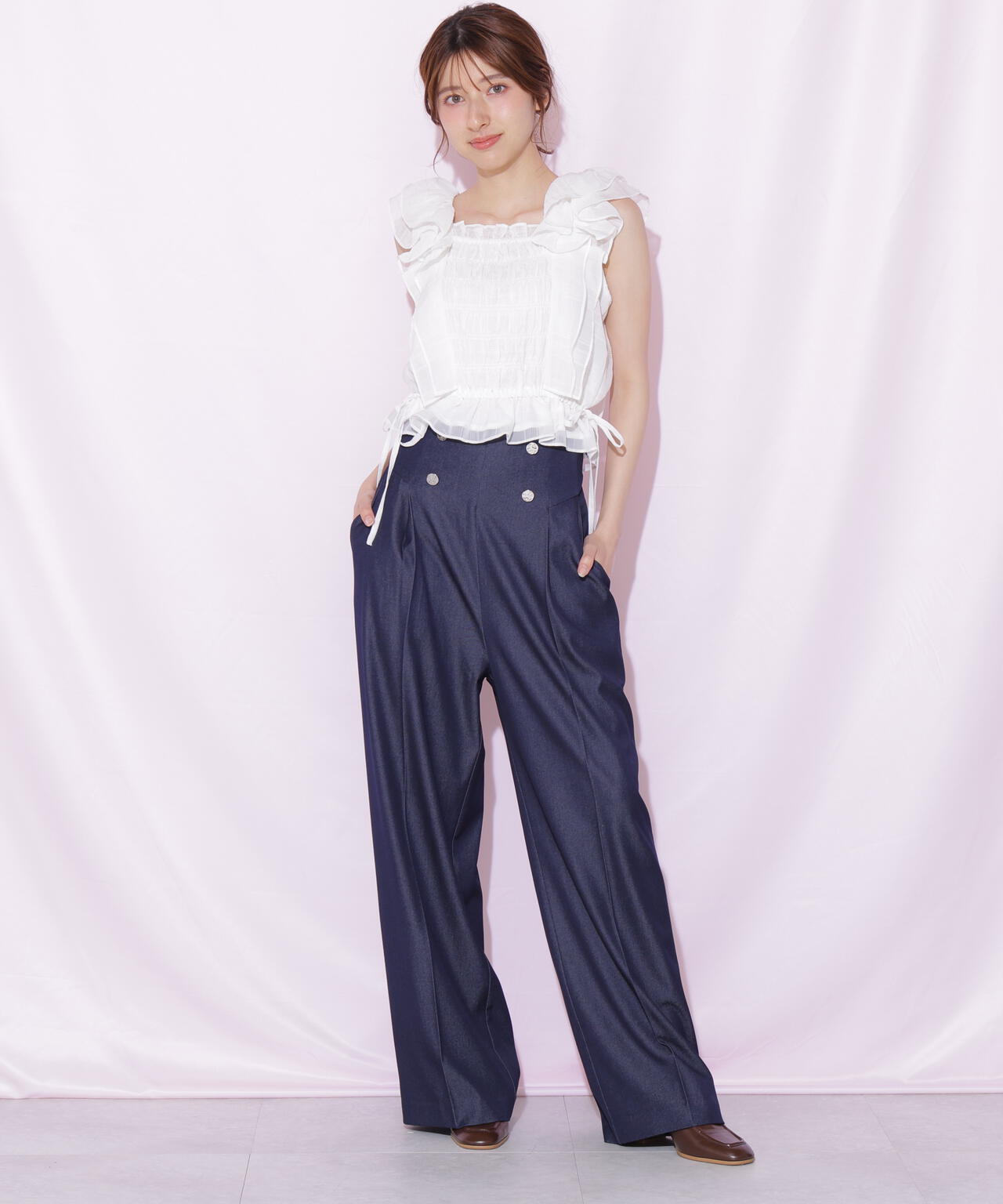 シャーリングシアーリングチェックブブラウス | JILL by JILL STUART