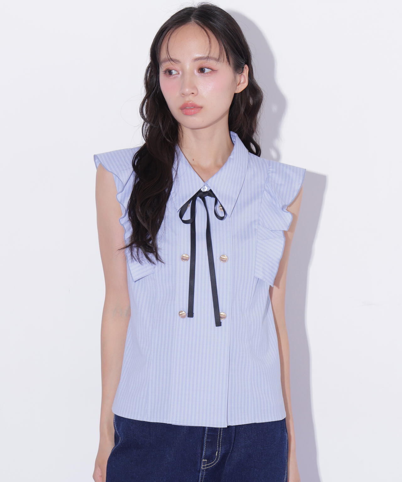 ダブル釦肩フリルブラウス | JILL by JILL STUART（ジル バイ ジル