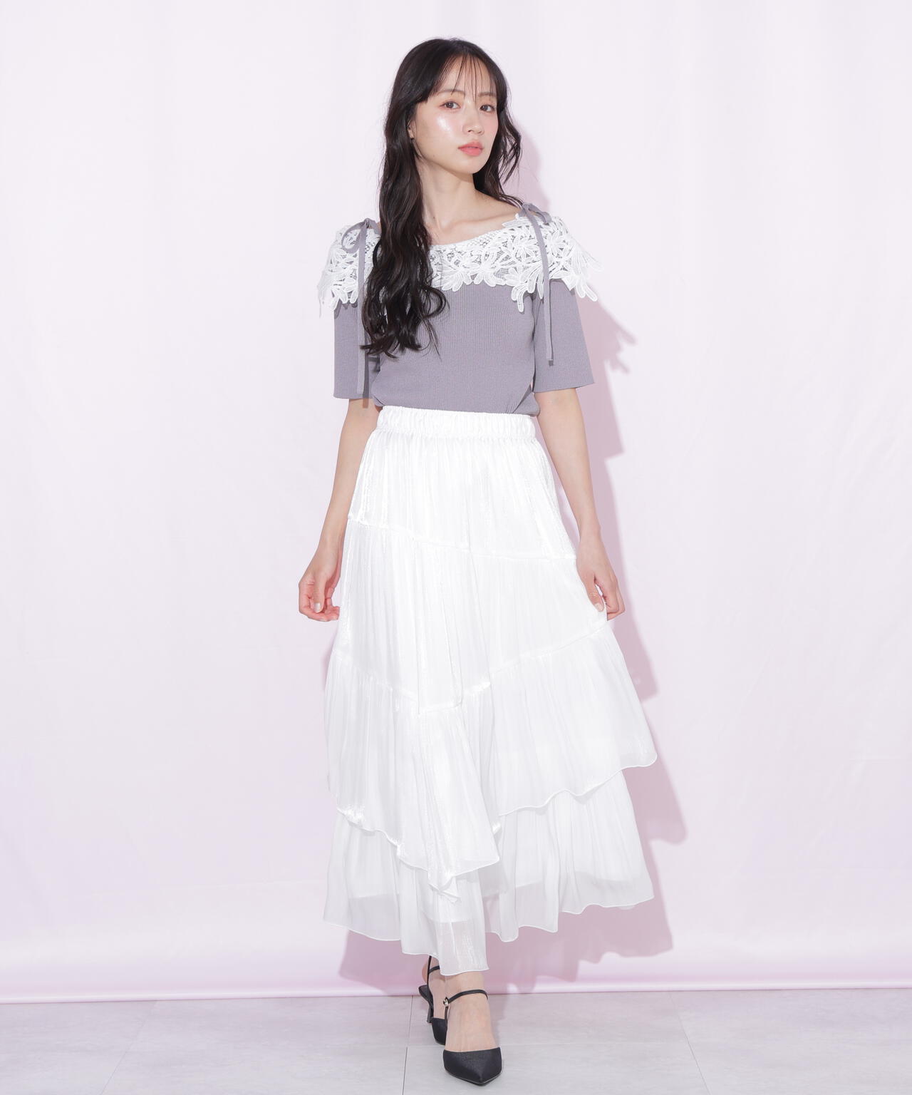 ⭐︎あ　⭐︎JILKY ジルキー　ティアードロングスカート ホワイト バリエーションティアードスカート | JILL by JILL STUART（ジル バイ