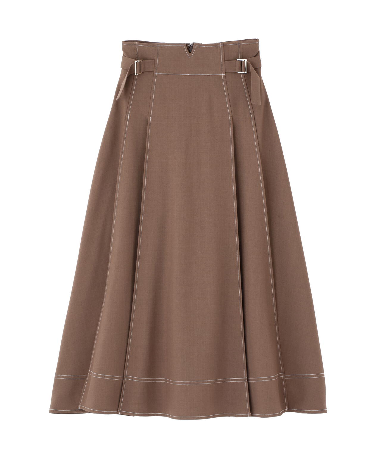 サイドベルトバイカラーステッチスカート