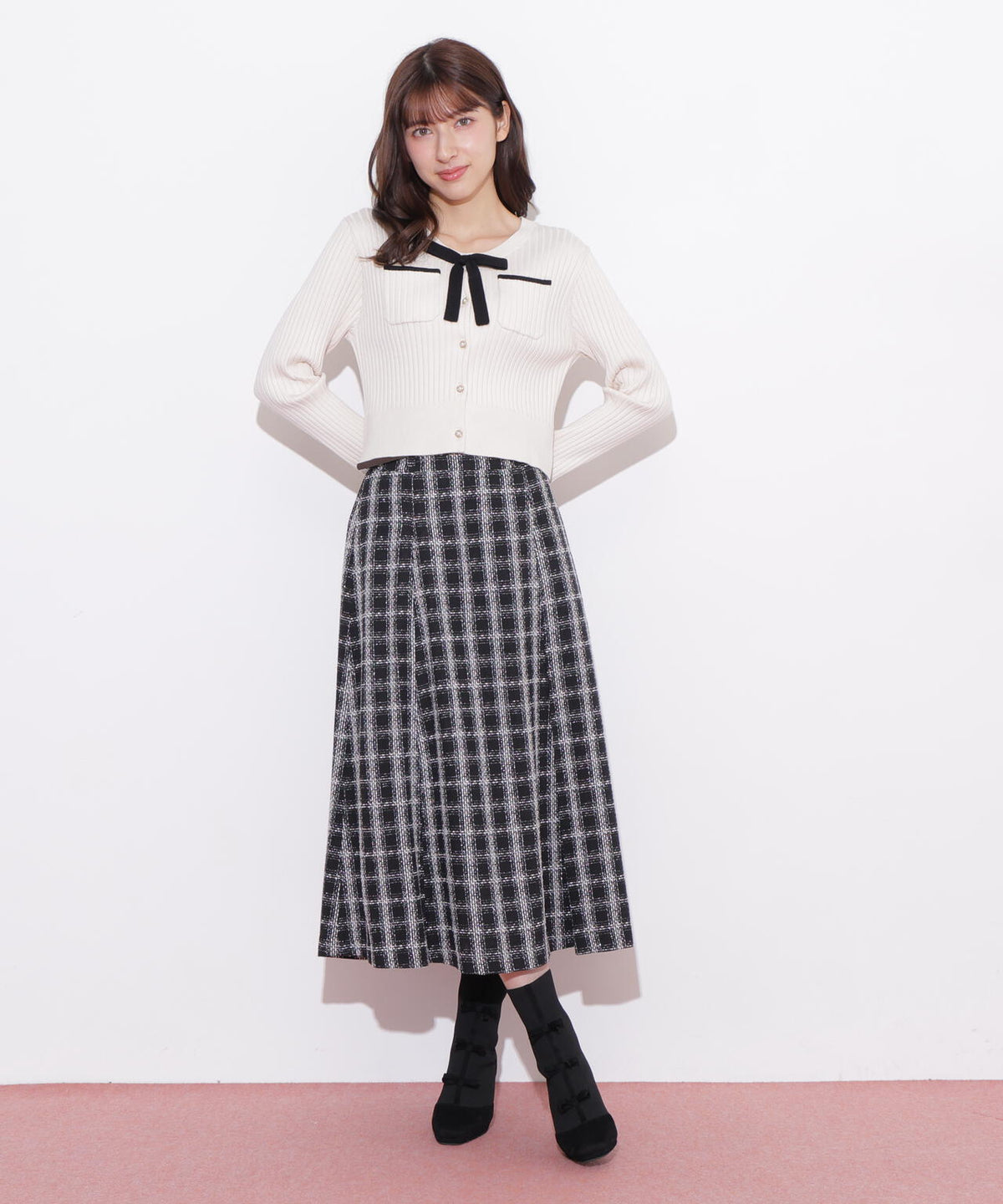 ロービングチェックフレアスカート