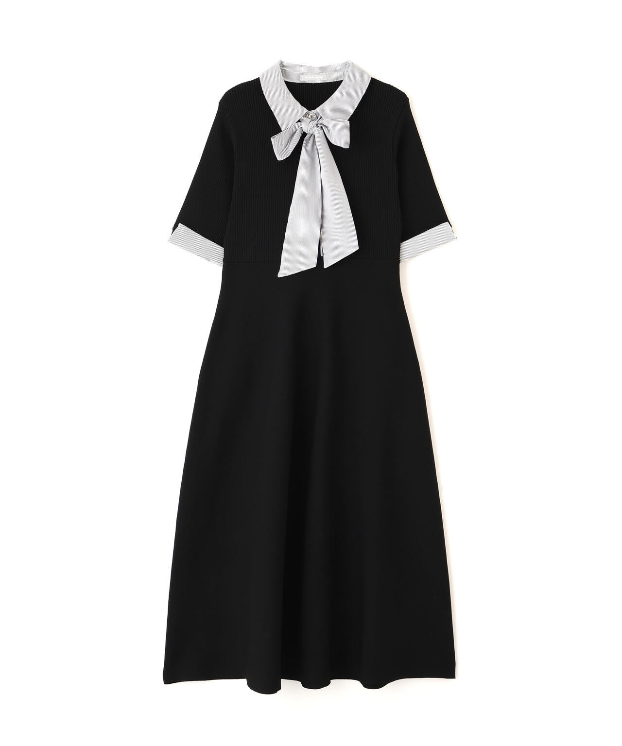 JILTU 半袖 ワンピース ブラック ホワイト シャツ襟ドッキングニットワンピース半袖 | JILL by JILL STUART（ジル