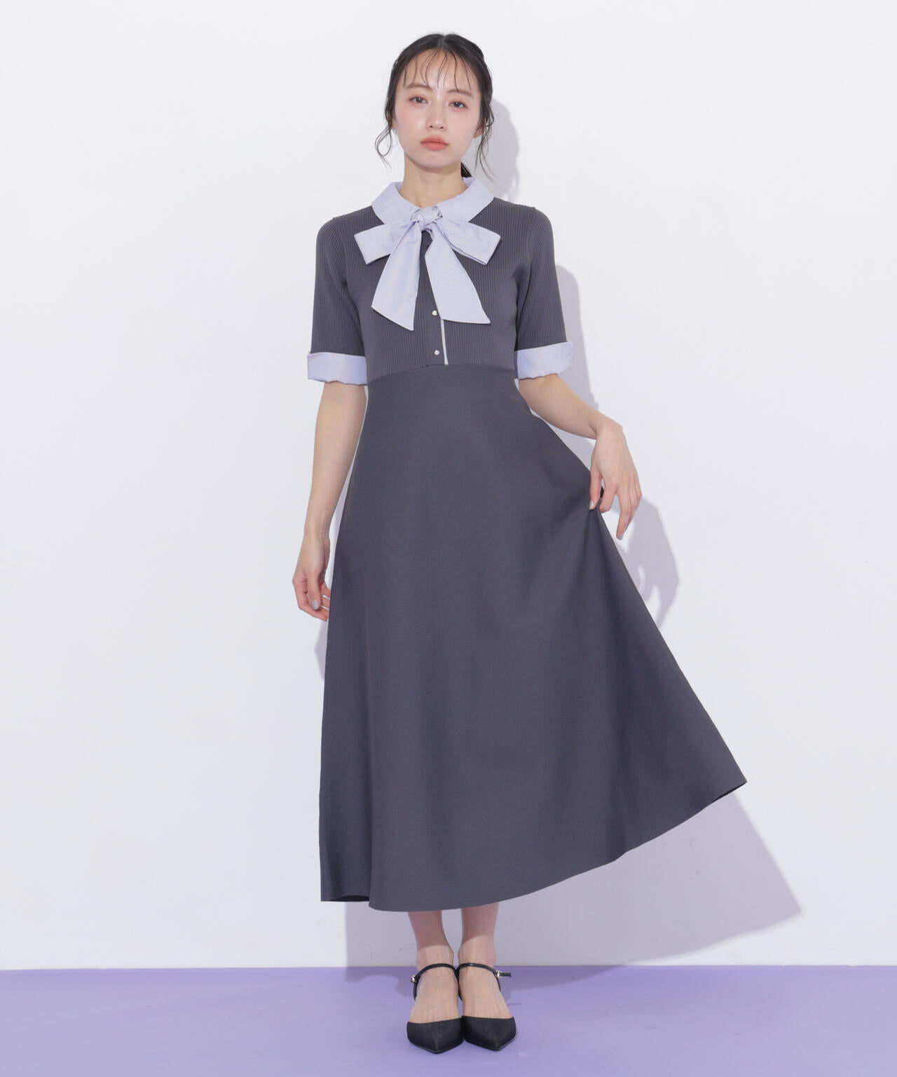 シャツ襟ドッキングニットワンピース半袖 | JILL by JILL STUART（ジル
