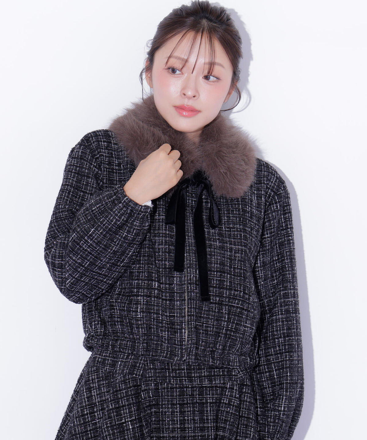 ＜セットアップ対応＞ツイードファーティペットブルゾン