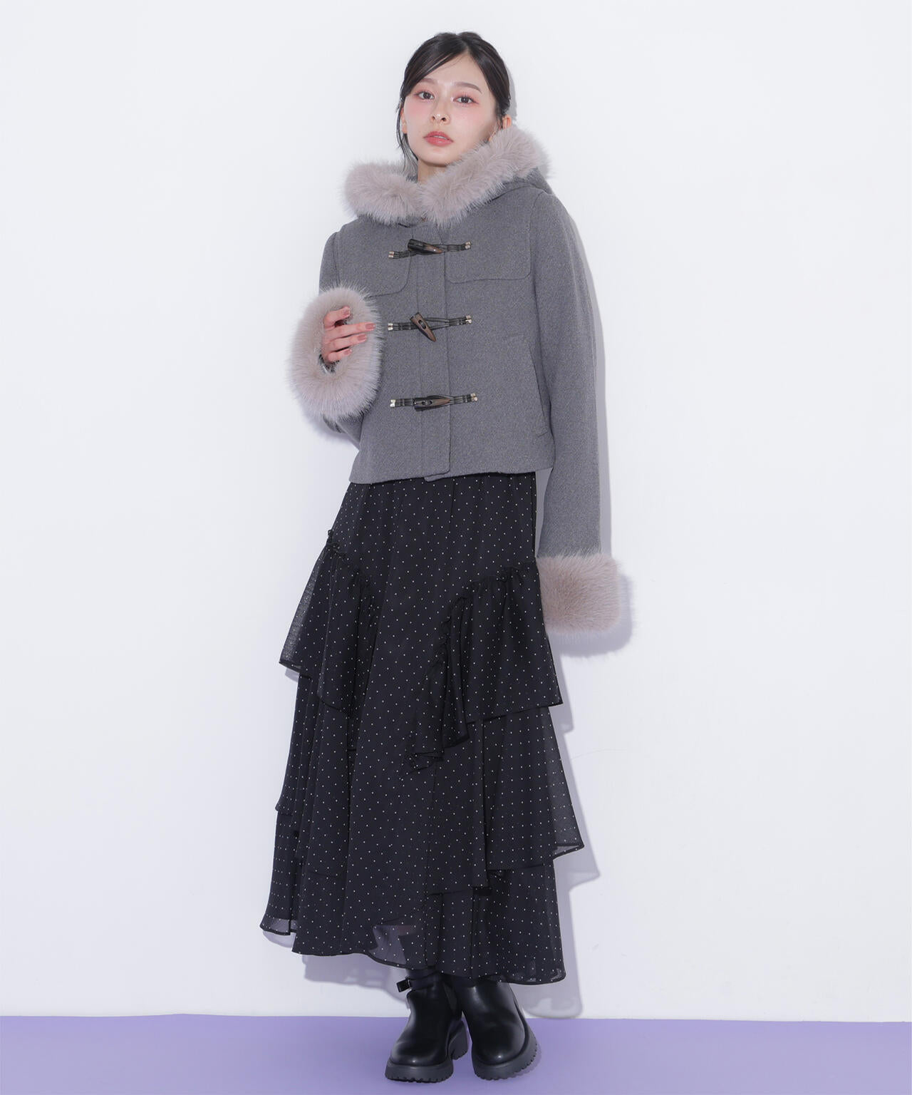 フェイクファー付きショートダッフルコート | JILL by JILL STUART