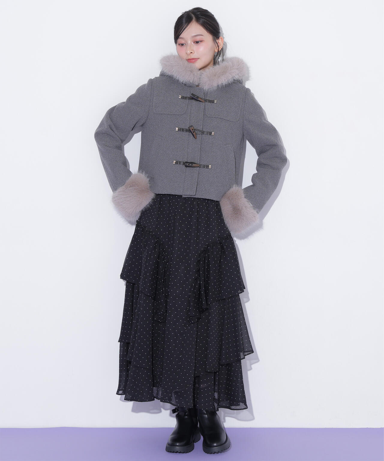 フェイクファー付きショートダッフルコート | JILL by JILL STUART