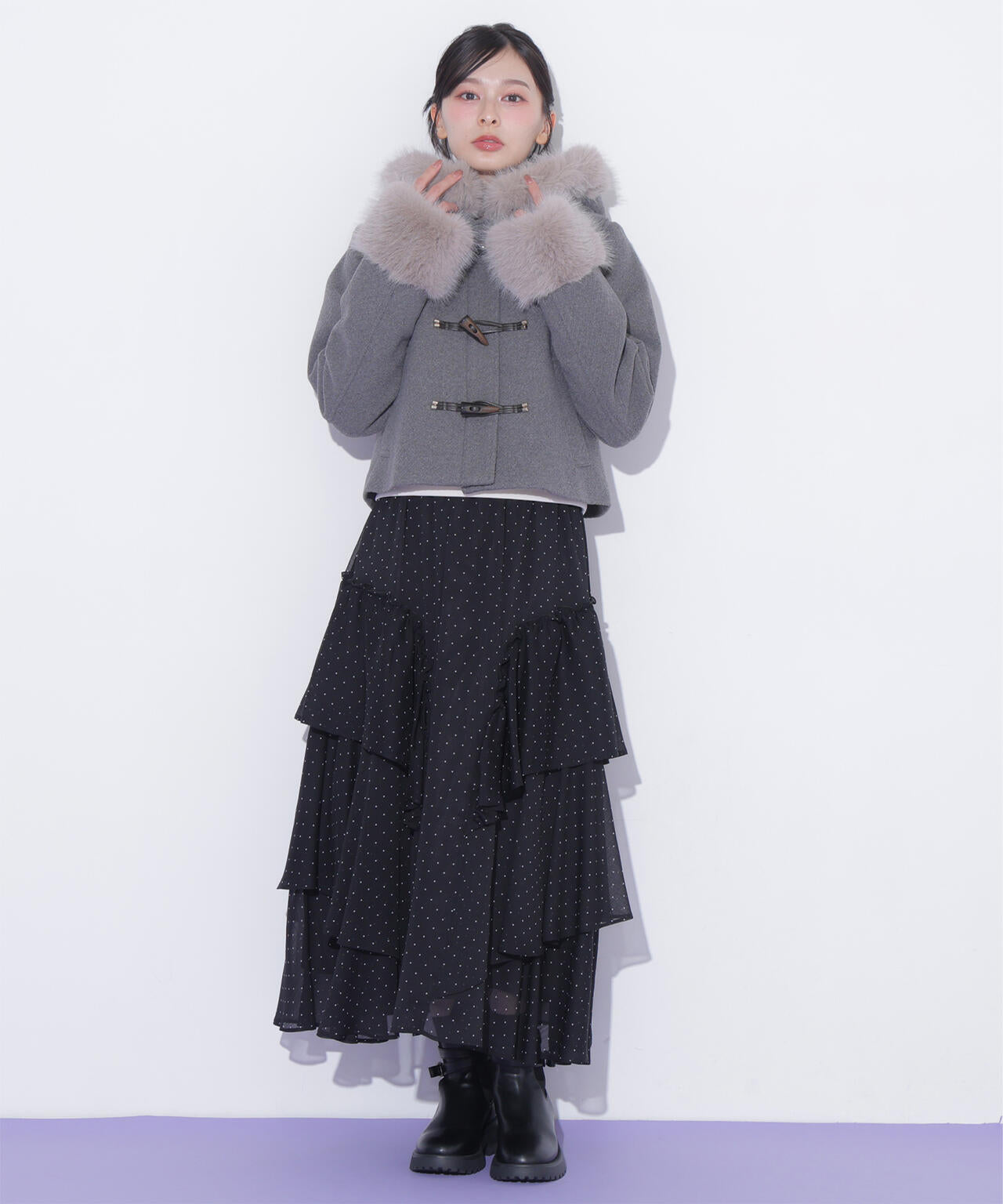 フェイクファー付きショートダッフルコート | JILL by JILL STUART