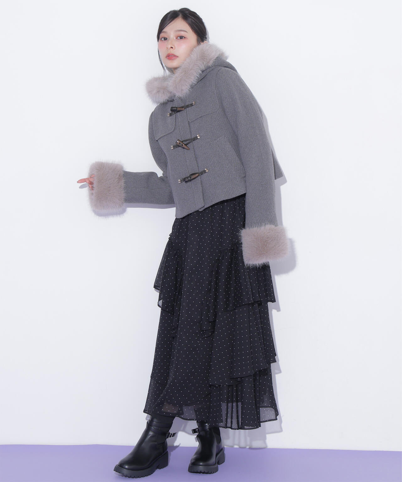 フェイクファー付きショートダッフルコート | JILL by JILL STUART