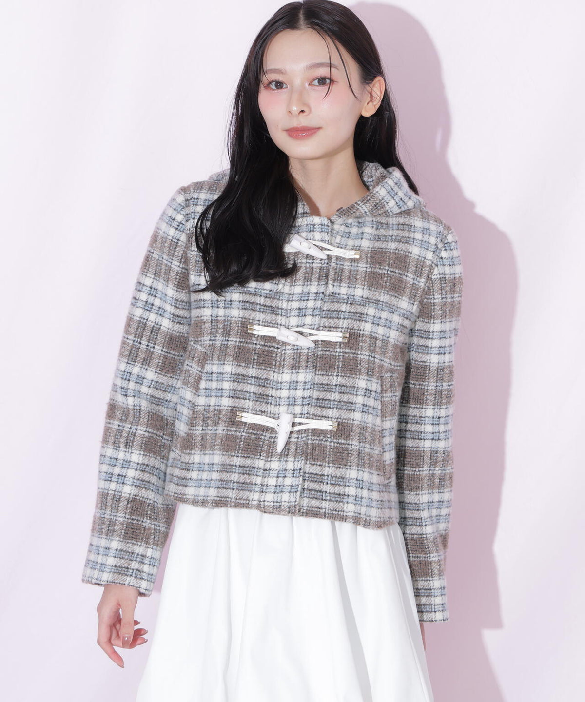 フェイクファー付きショートダッフルコート