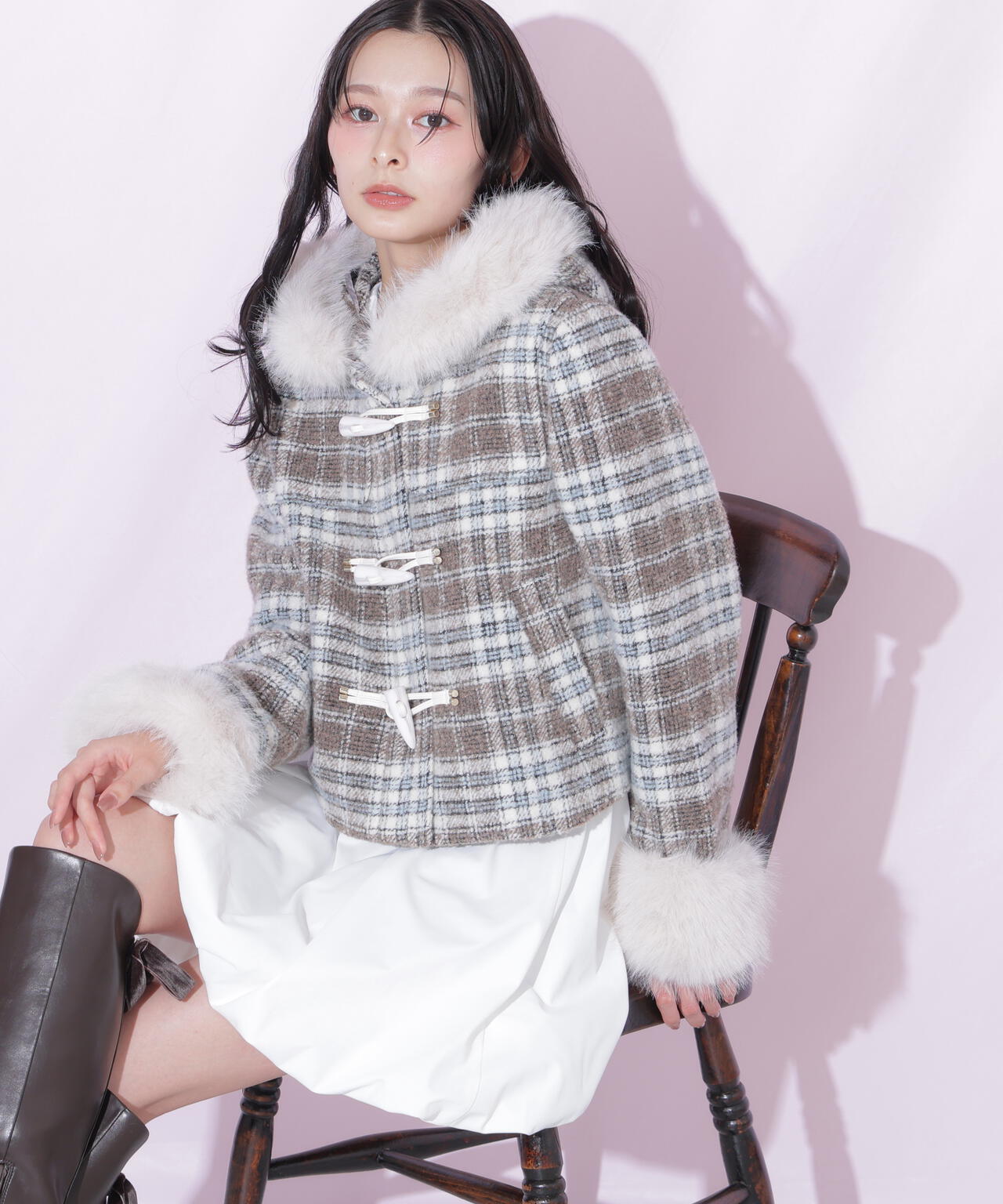 フェイクファー付きショートダッフルコート | JILL by JILL STUART