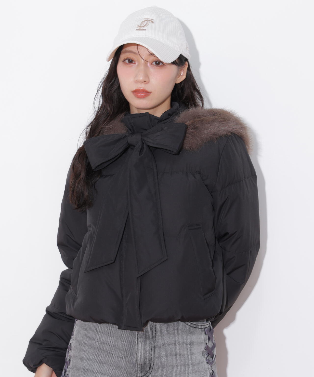 フェイクファー付きリボンショートダウン | JILL by JILL STUART（ジル