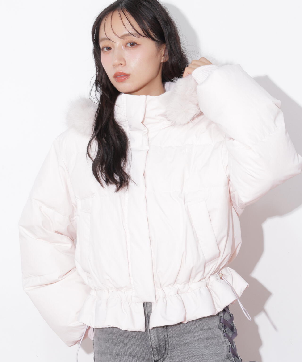 フェイクファー付きペプラムショートダウン | JILL by JILL STUART