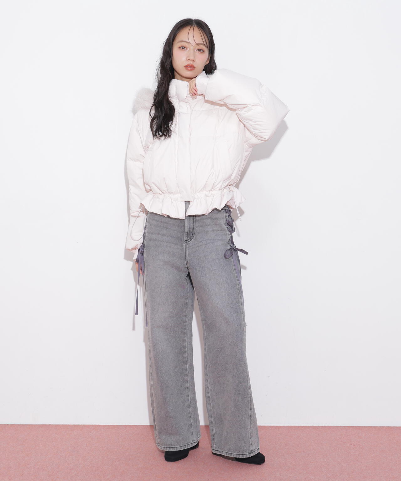 フェイクファー付きペプラムショートダウン | JILL by JILL STUART
