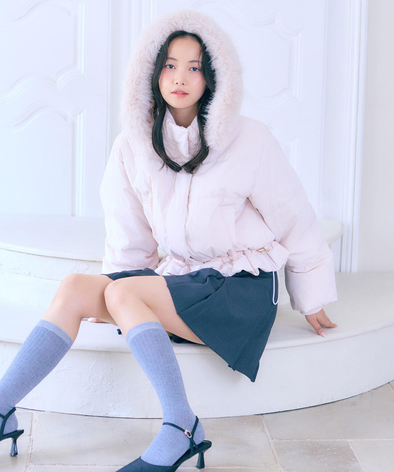 フェイクファー付きペプラムショートダウン | JILL by JILL STUART