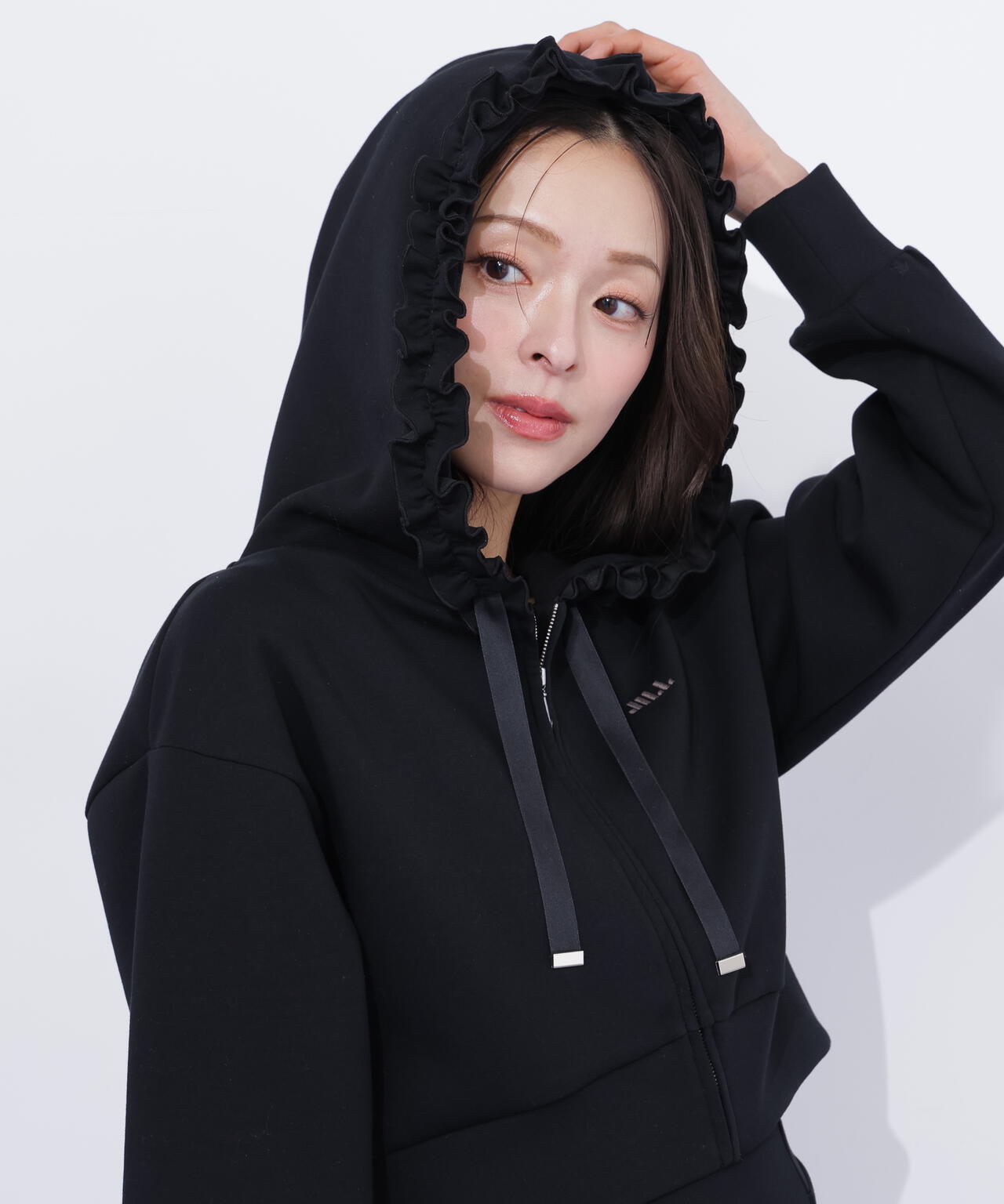 JILTU フリル付き ブラックパーカー ダイバーセットアップ フリルパーカー | JILL by JILL STUART（ジル