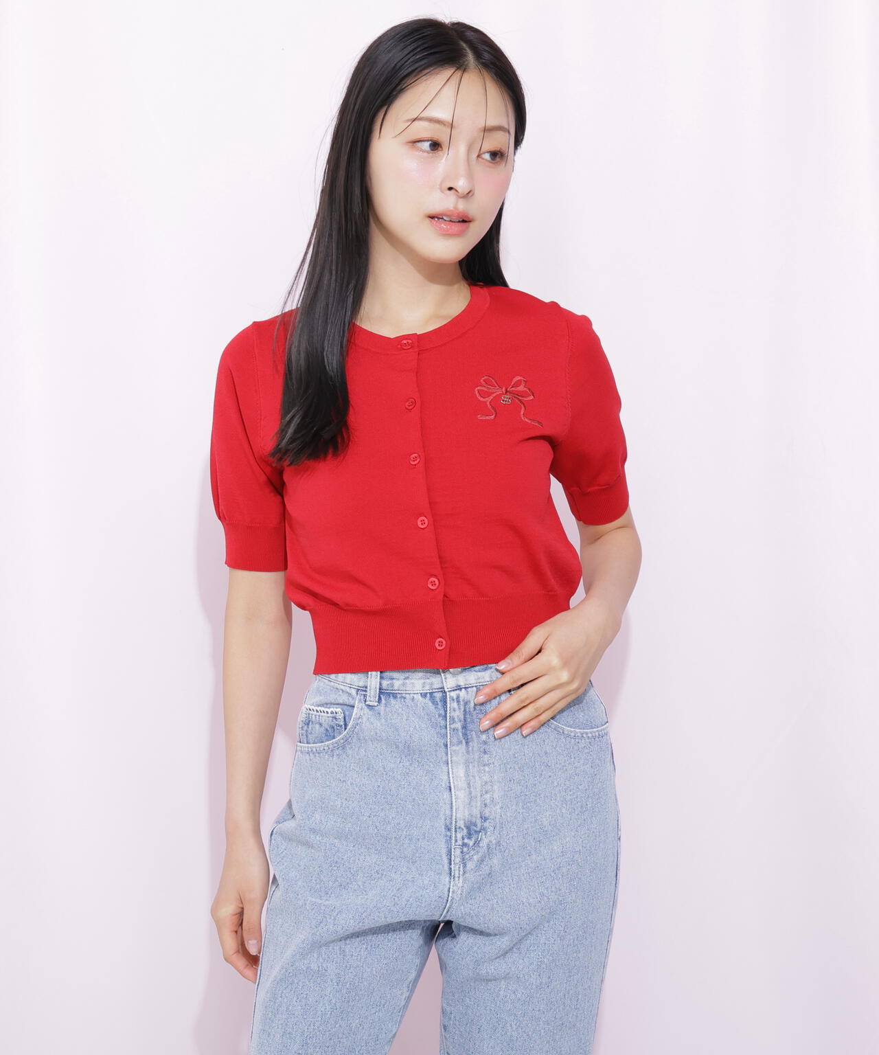 RIBBONシリーズ〉半袖ニットカーディガン | JILL by JILL STUART（ジル