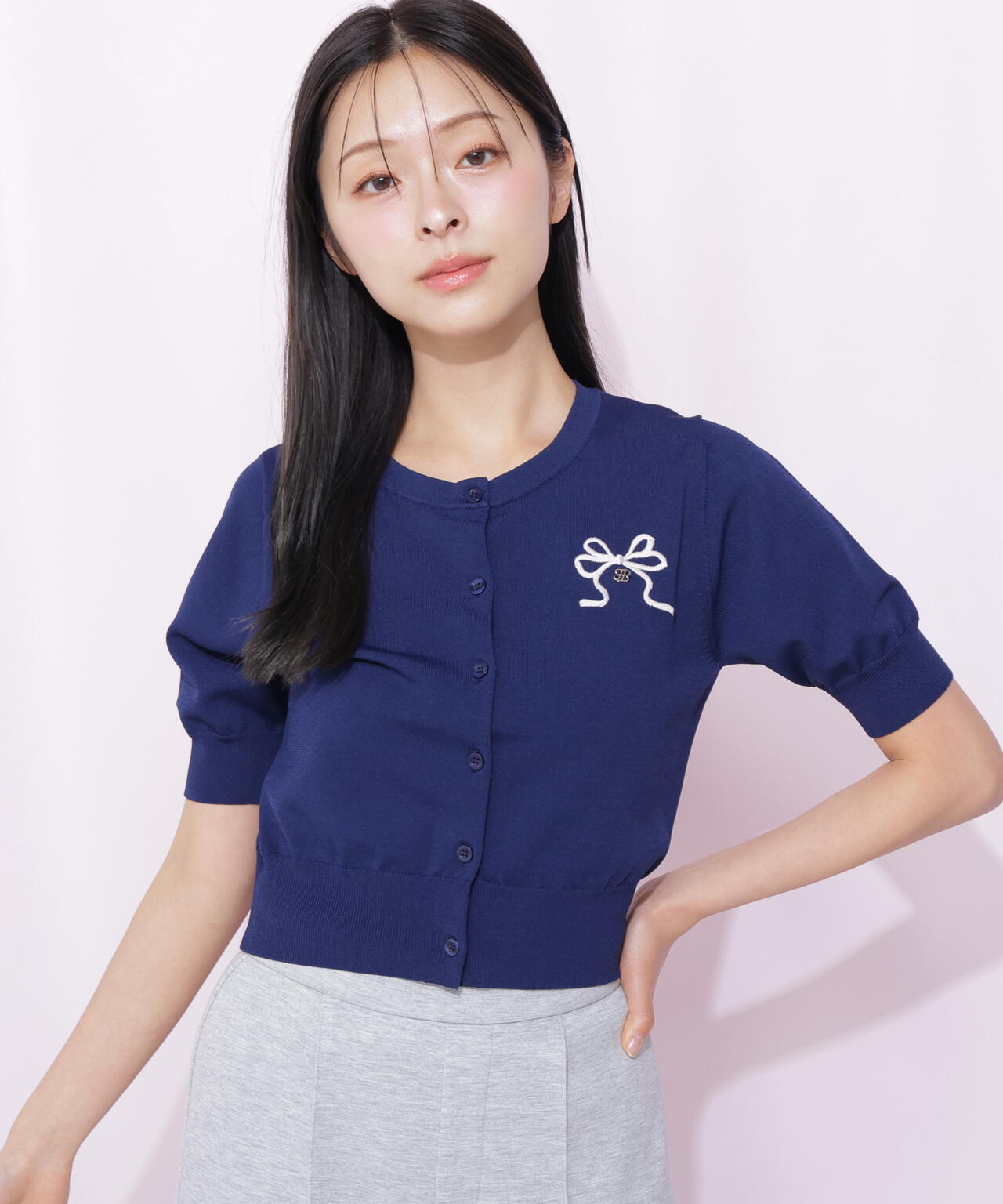 RIBBONシリーズ〉半袖ニットカーディガン | JILL by JILL STUART（ジル
