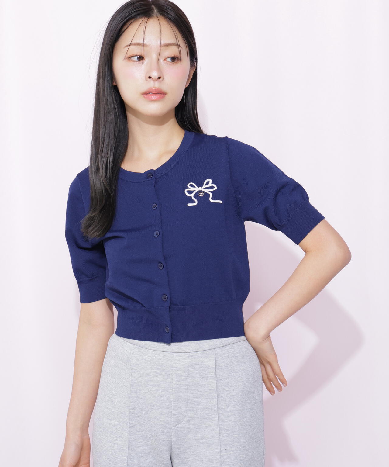 RIBBONシリーズ〉半袖ニットカーディガン | JILL by JILL STUART（ジル