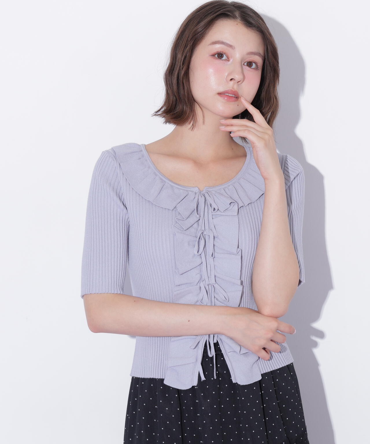 フリルリボンリブニット | JILL by JILL STUART（ジル バイ ジル