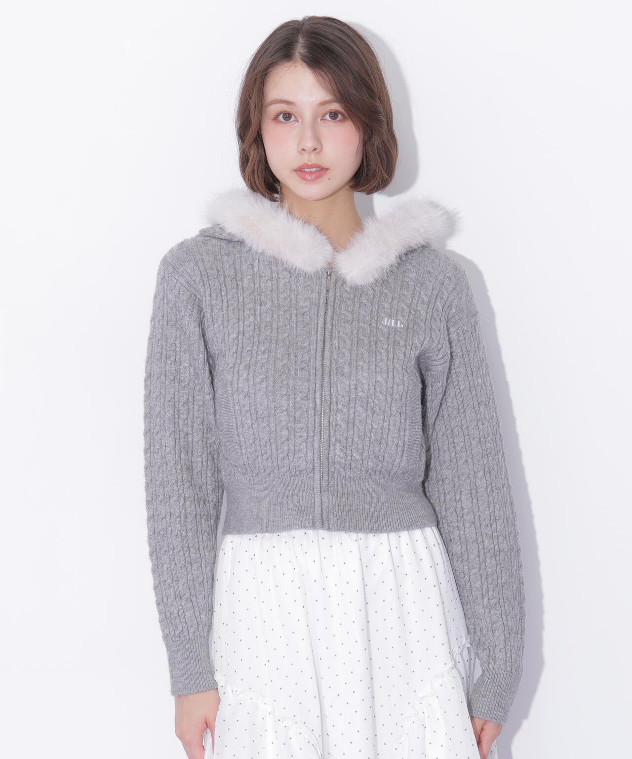 フェイクファー付ケーブルニットパーカー | JILL by JILL STUART（ジル