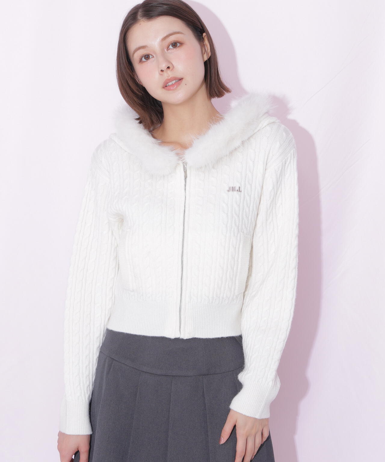 フェイクファー付ケーブルニットパーカー | JILL by JILL STUART（ジル