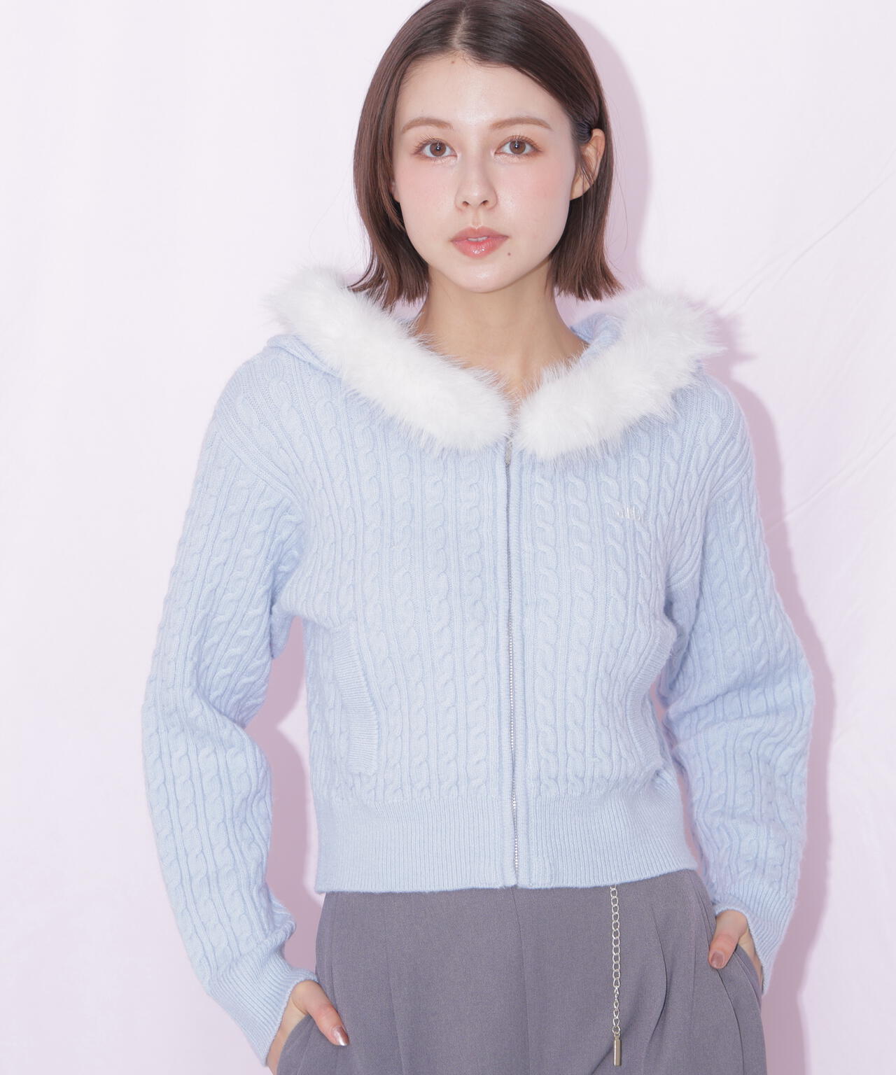 フェイクファー付ケーブルニットパーカー | JILL by JILL STUART（ジル