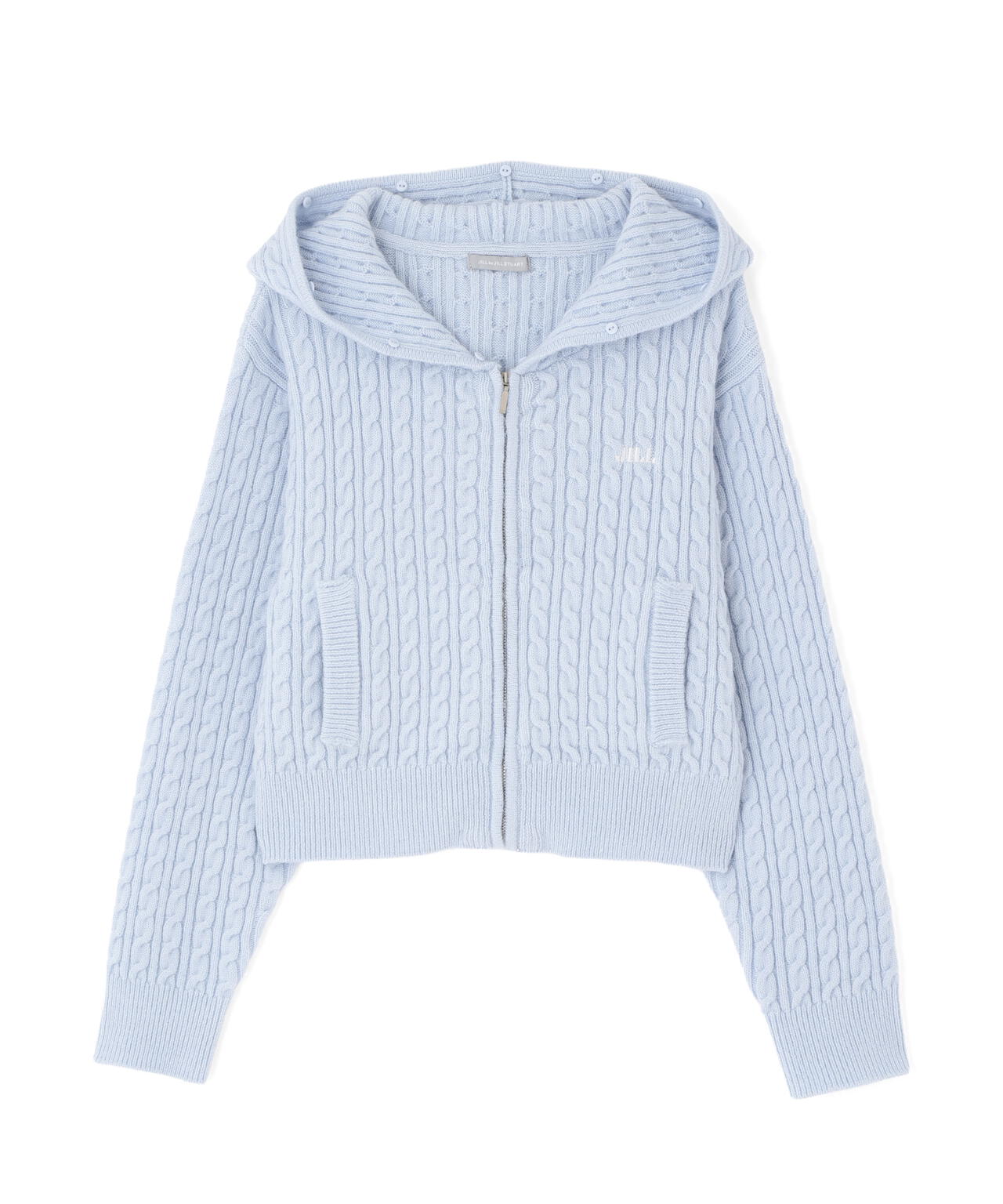 フェイクファー付ケーブルニットパーカー
