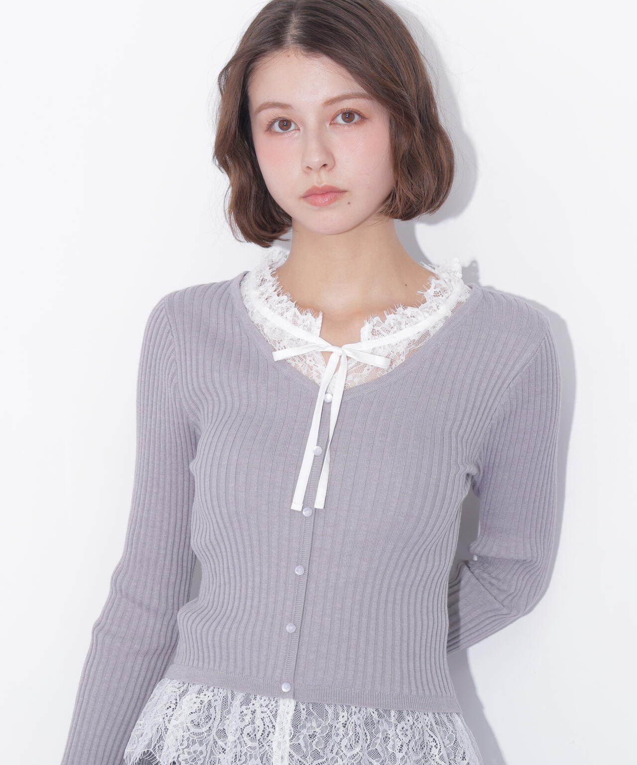 レースレイヤードリブニット | JILL by JILL STUART（ジル バイ ジル