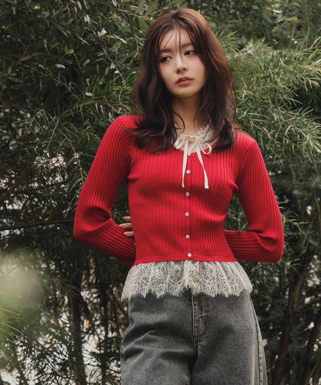 レースレイヤードリブニット | JILL by JILL STUART（ジル バイ ジル