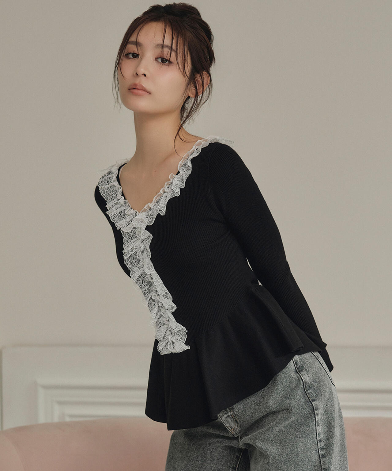 レーストリムペプラムニット | JILL by JILL STUART（ジル バイ ジル
