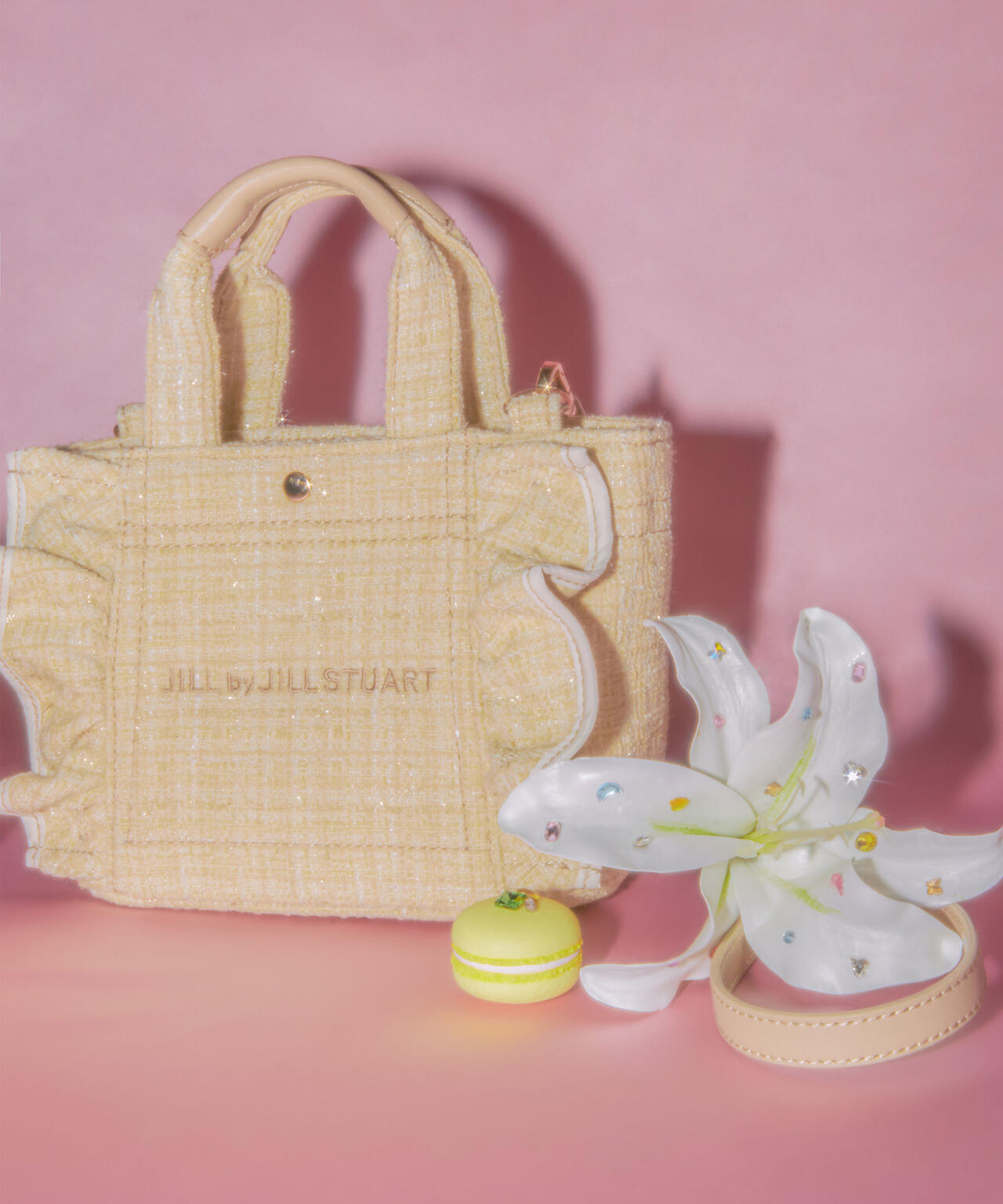 ゆみ吉ハンドメイド　フリルバッグ　ジョリーフルール Alice ベージュ フリルトートミニ＞ツイード | JILL by JILL STUART（ジル バイ ジル