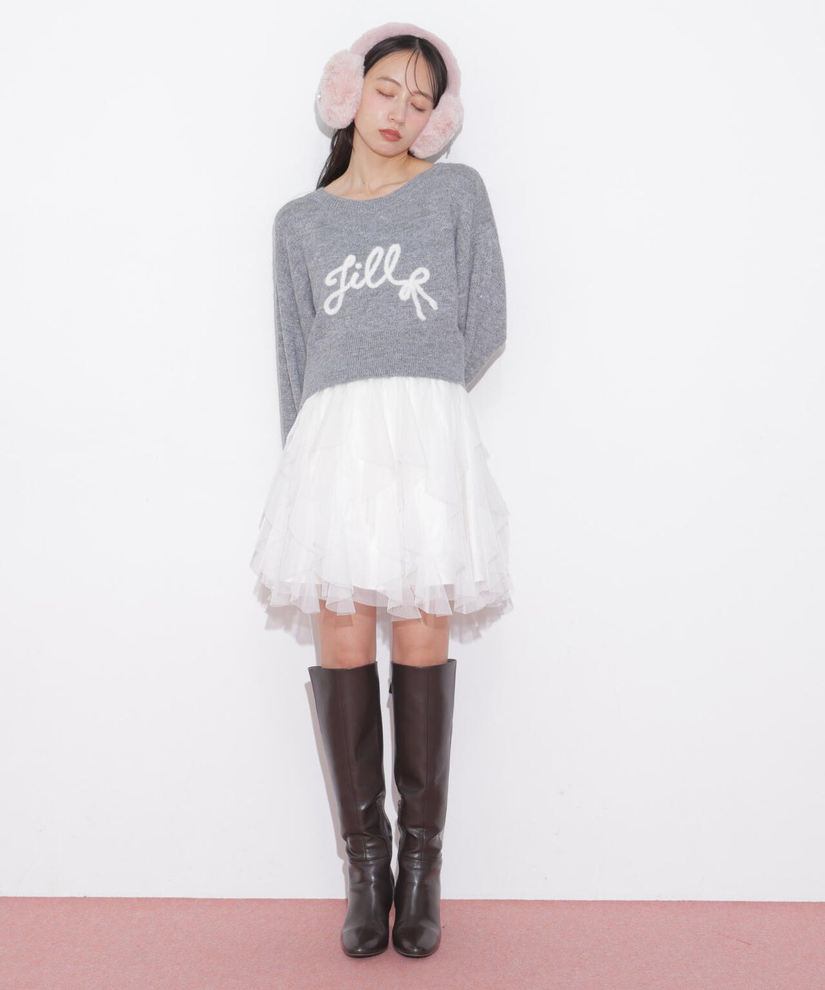 ビジューリボンフェイクファーイヤーマフ