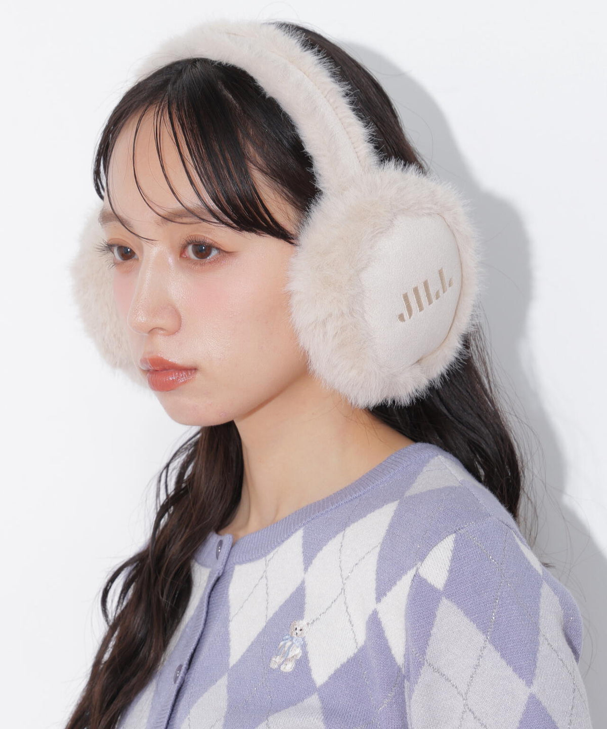 ロゴ刺繍フェイクムートンイヤーマフ