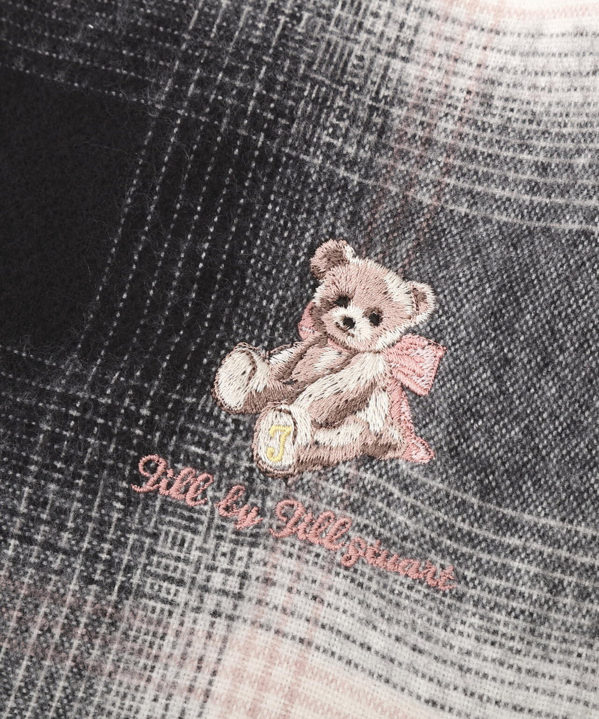 ＜BEARシリーズ＞ベア刺繍チェックストール／マフラー