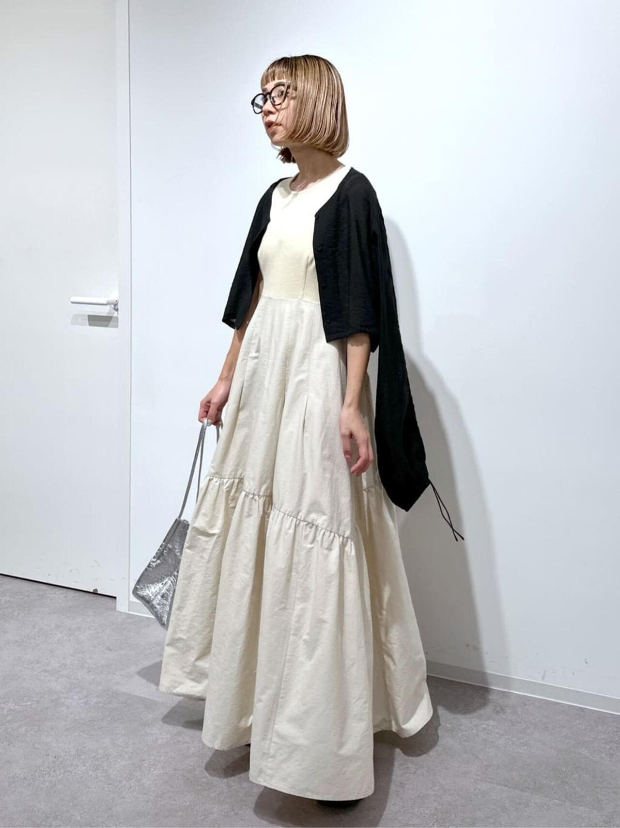 ［グレーカラーWEB限定］袖ドロストギャザーボレロ