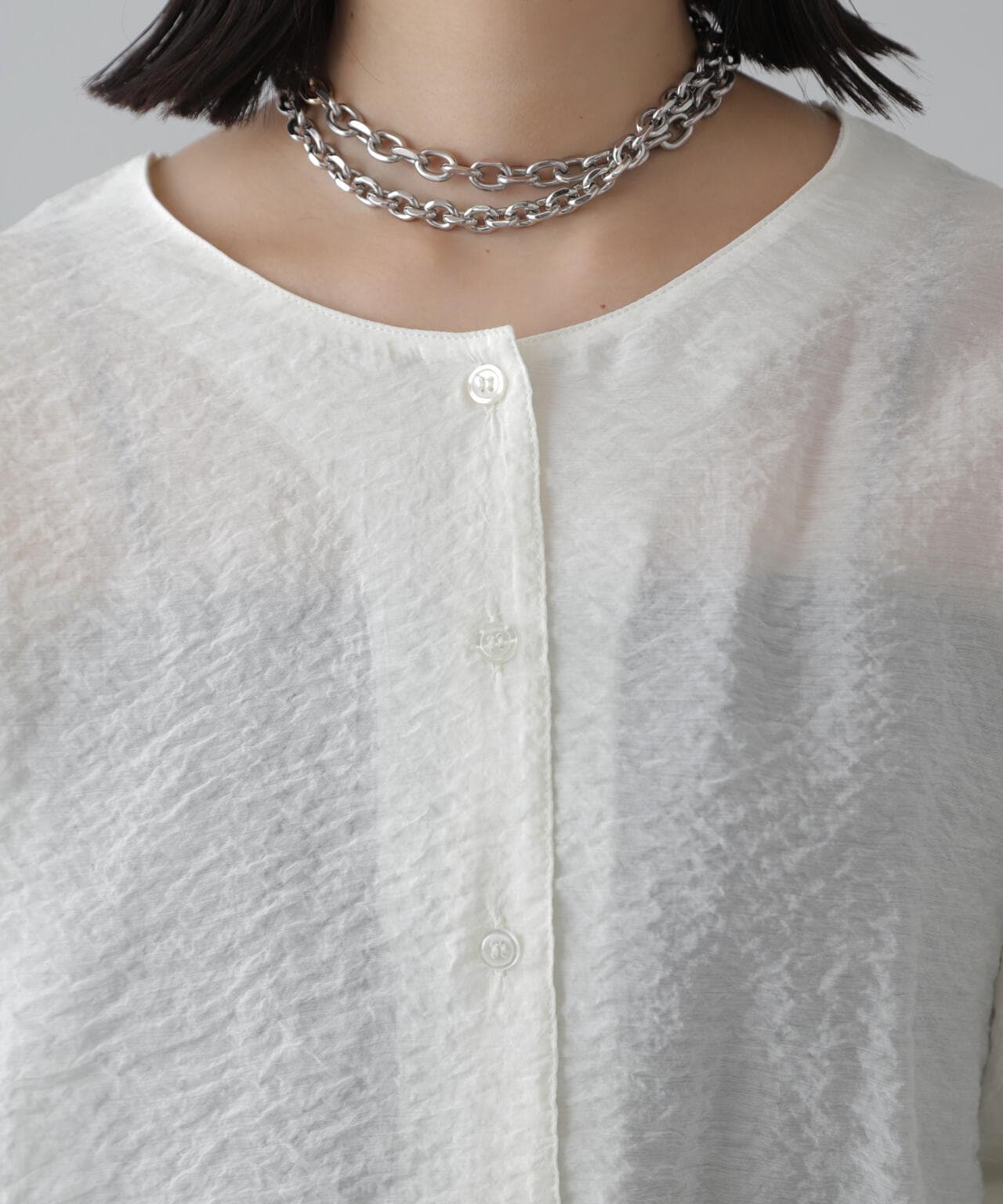 ［グレーカラーWEB限定］袖ドロストギャザーボレロ