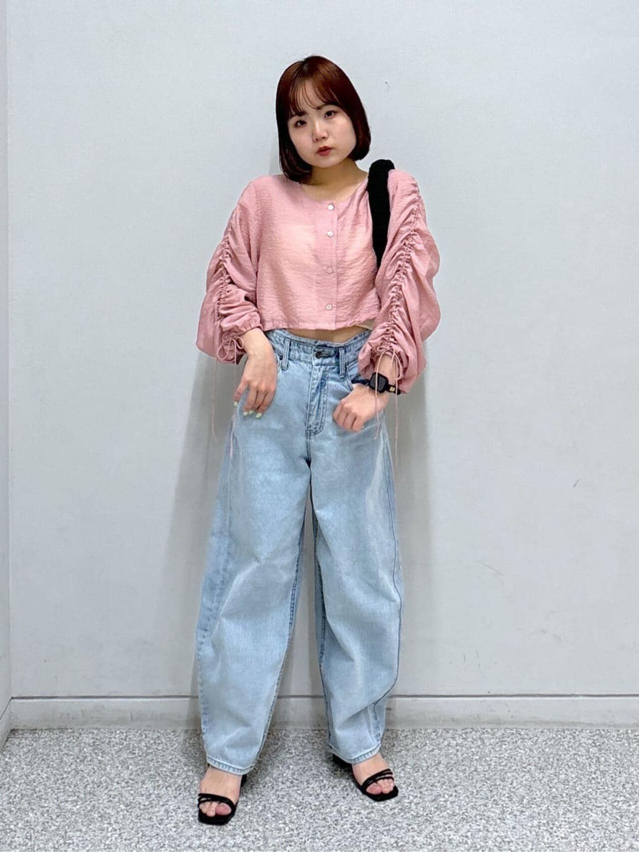 ［グレーカラーWEB限定］袖ドロストギャザーボレロ