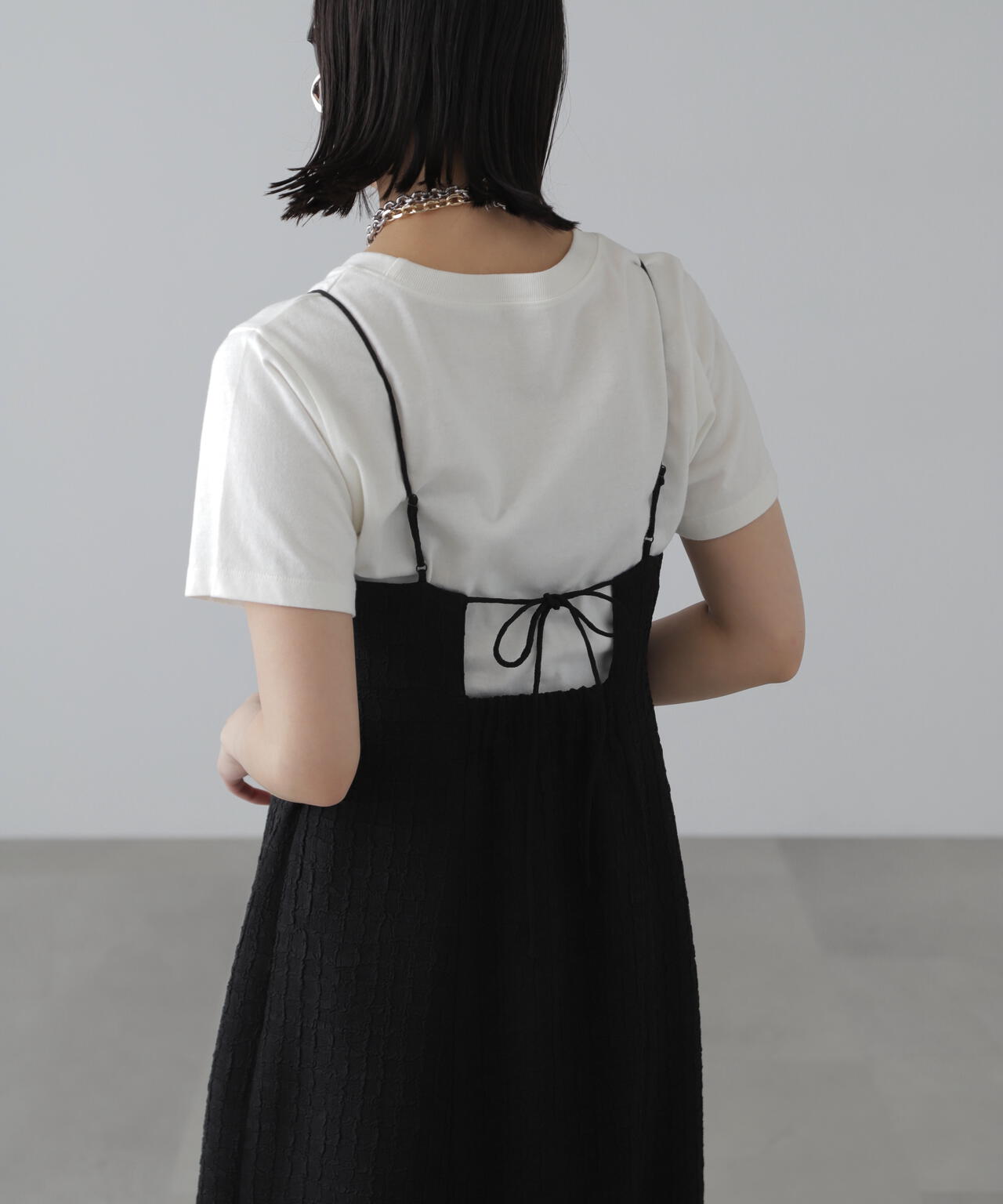 【3サイズ展開XS-M】ぽこぽこチェックマーメイドキャミワンピース【低身長サイズ有】