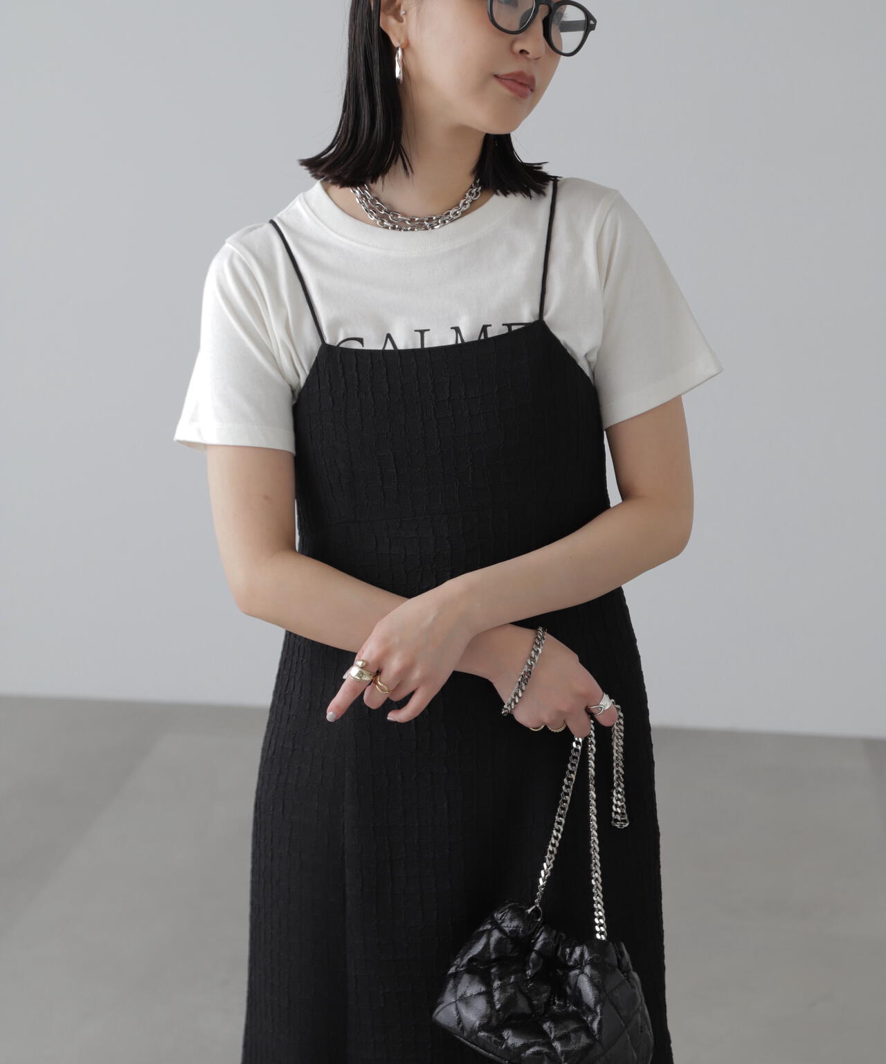 【3サイズ展開XS-M】ぽこぽこチェックマーメイドキャミワンピース【低身長サイズ有】