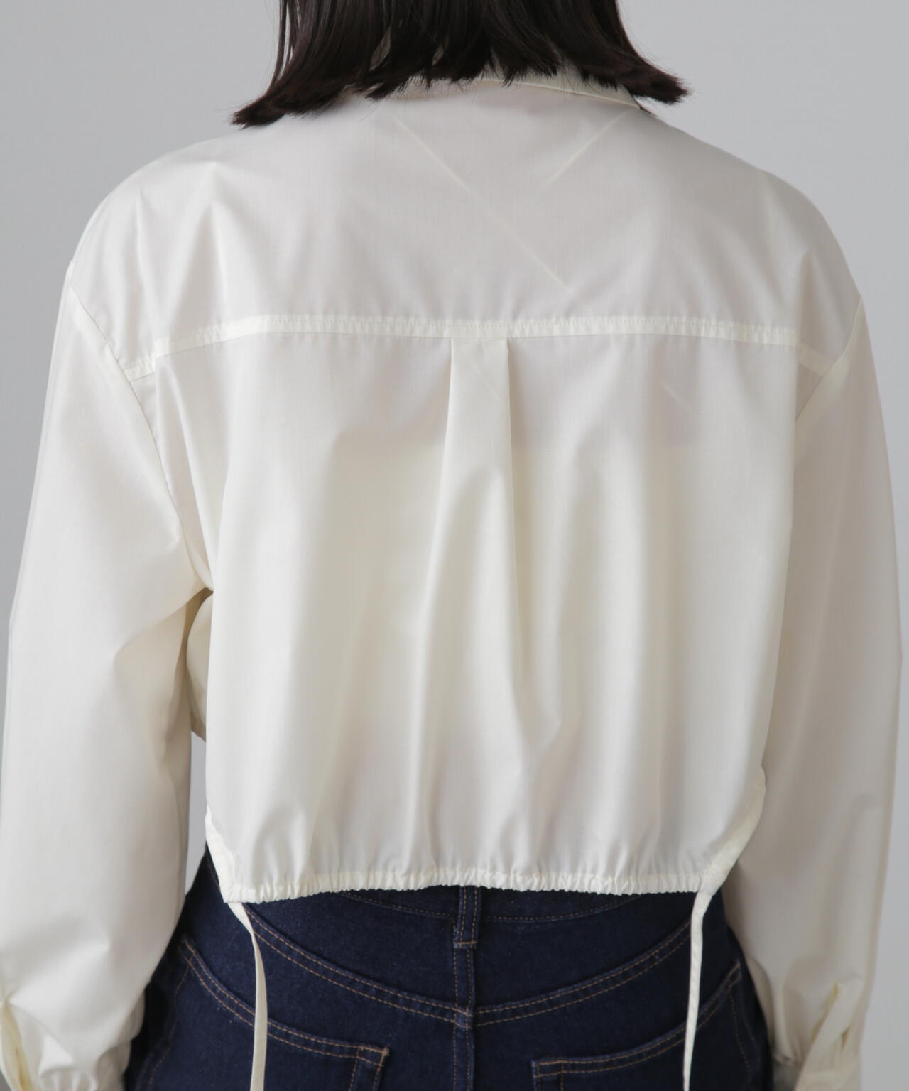 裾ドロストカッティングショート丈シャツ