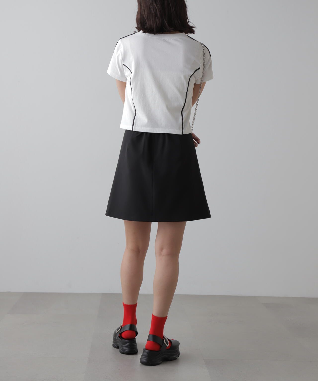 サイドボタンラップミニプリーツスカート