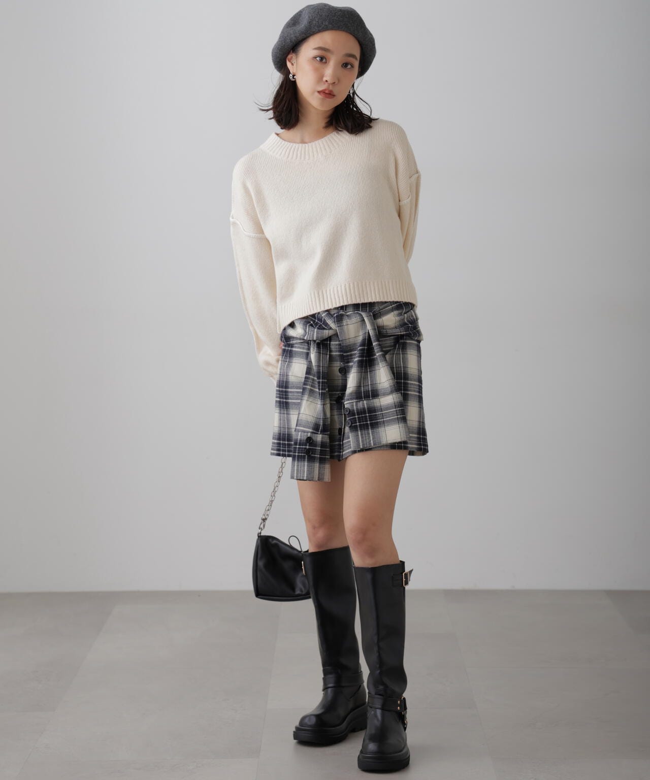 シャツ巻き風ミニスカート